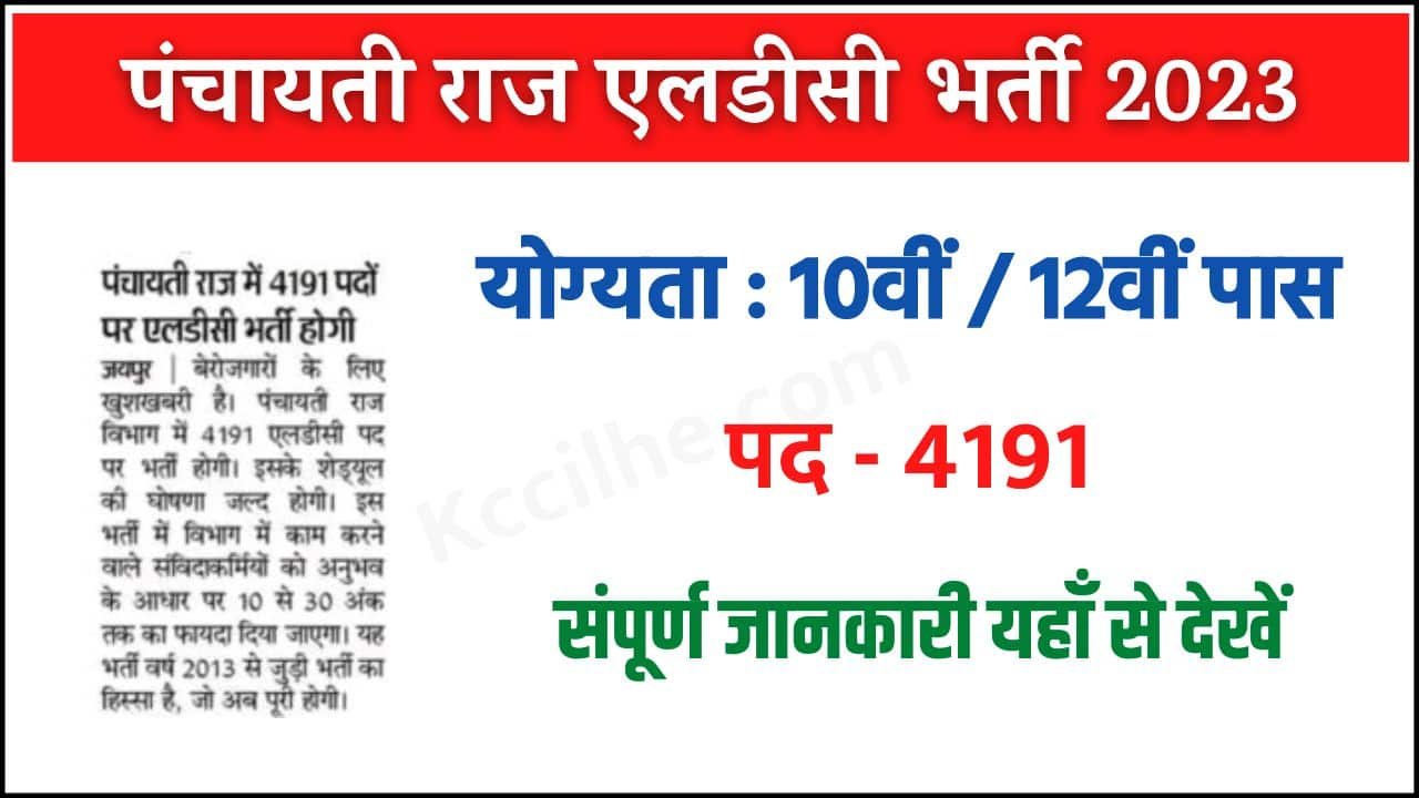 Rajasthan Panchayati Raj LDC Bharti 2023