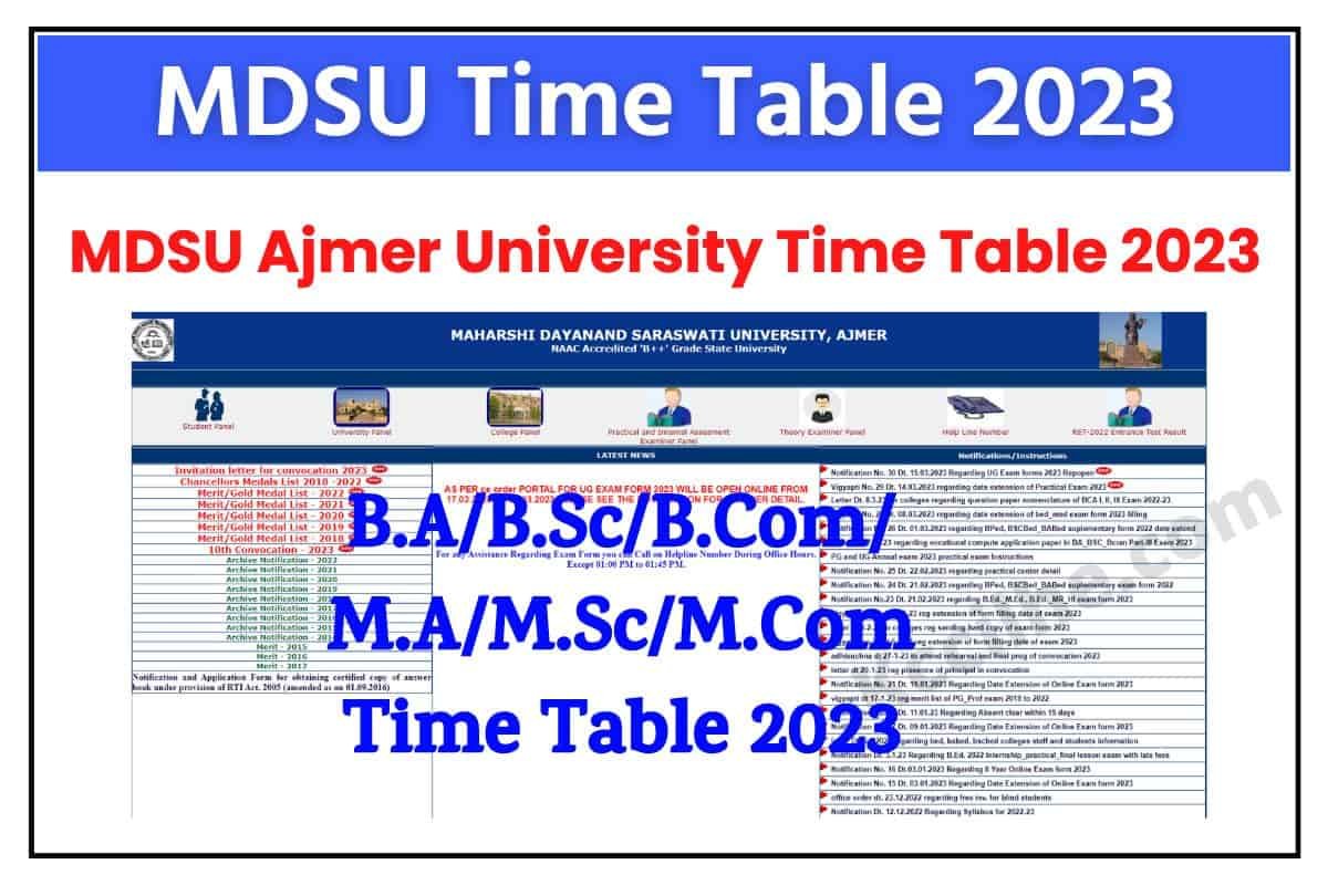MDSU Time Table 2023