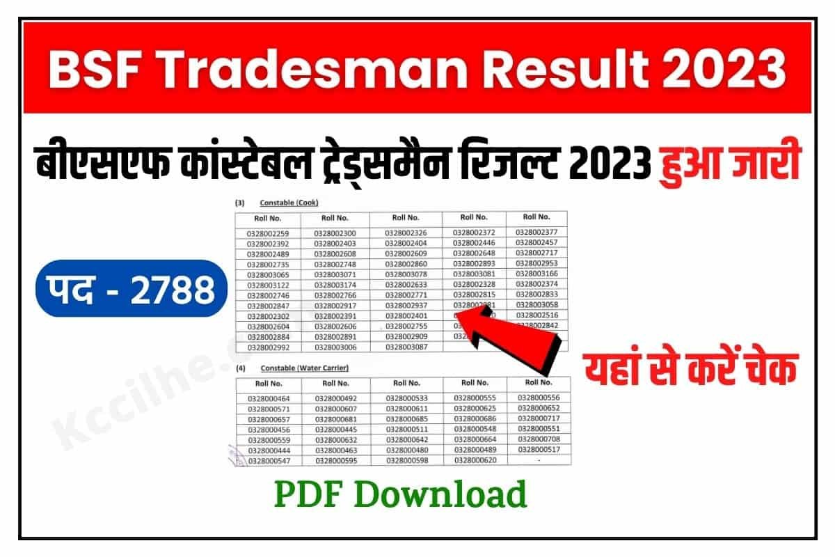 BSF Constable Tradesman Result 2023